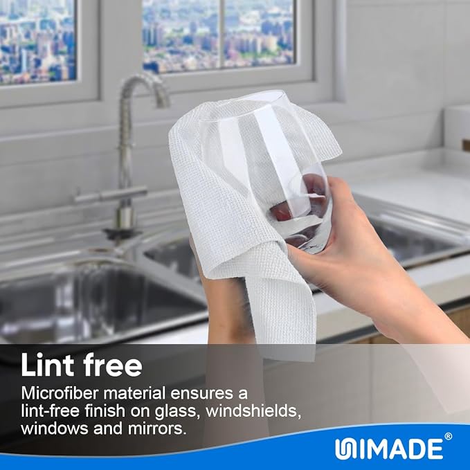 UNIMADE Microfiber Cleaning Cloth, 20 Pack Reusable Microfiber Towels for Cars Lint Free Cleaning Shop Towel Rags for Home Kitchen Automotive Bar Mechanic Restaurant Garage, 11.5"x 11.5", White