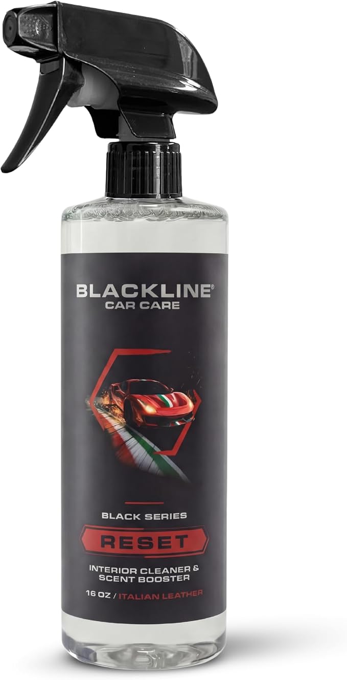 Blackline Luxury Scented Interior Cleaner Reset Deep Cleans & Deodorizes All Surfaces, pH-Neutral High-Foam Formula, Long-Lasting Premium Fragrance for Cars (16 Fl Oz, Italian Leather)