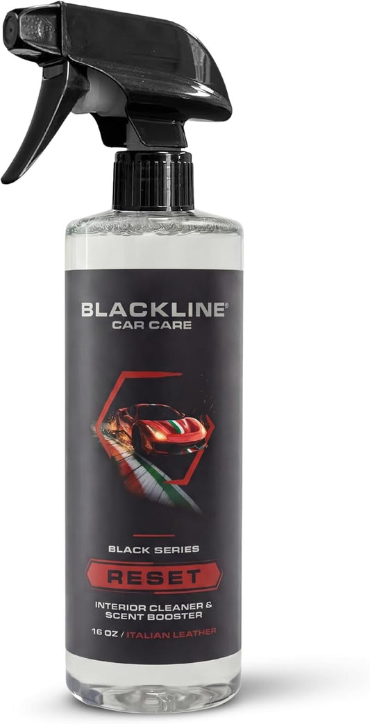 Blackline Luxury Scented Interior Cleaner Reset Deep Cleans & Deodorizes All Surfaces, pH-Neutral High-Foam Formula, Long-Lasting Premium Fragrance for Cars (16 Fl Oz, Italian Leather)