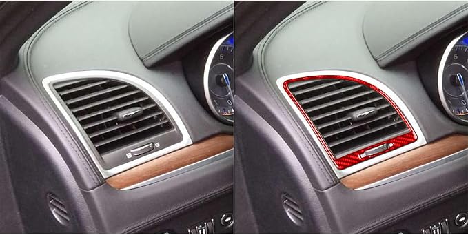 Fit for Chrysler 300 2011-2023 Air Vent Trim Red Carbon Fiber Decals | Accessories, for / 300C / 300S / Limited/Touring/Base, Anti-scratch, Dashboard Side Air Vent Surround, Interior Cover
