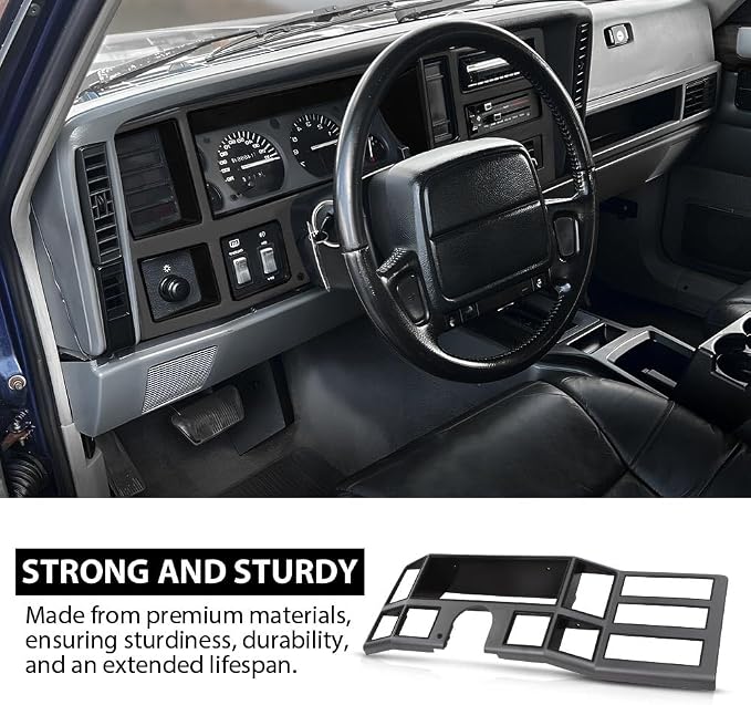 G-PLUS Dash Bezel Radio Surround Trim | Compatible with Jeep Cherokee XJ 1984-1996 with Hole Silver
