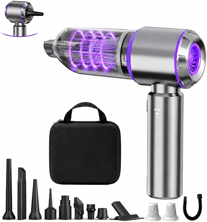 Mini Car Vacuum Cleaner Portable Cordless, 21000PA High Power Small Vacuum CleanerHandheld Vacuum, Compressed Air Duster & Air Blower & Aspiradora para Carro for Car, Home, Office, Pet