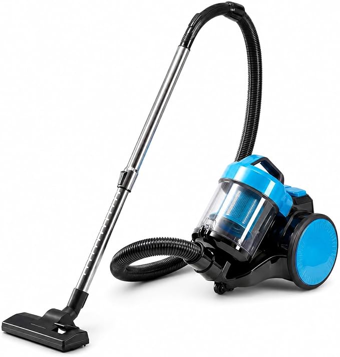 Simple Deluxe Household Portable 16.4Ft Vacuum Cleaner, 16Kpa Bagless Canister Cleaner, Lightweight Powerful Vacuum for Carpets and Hard Floors, with Washable HEPA Filter, Blue