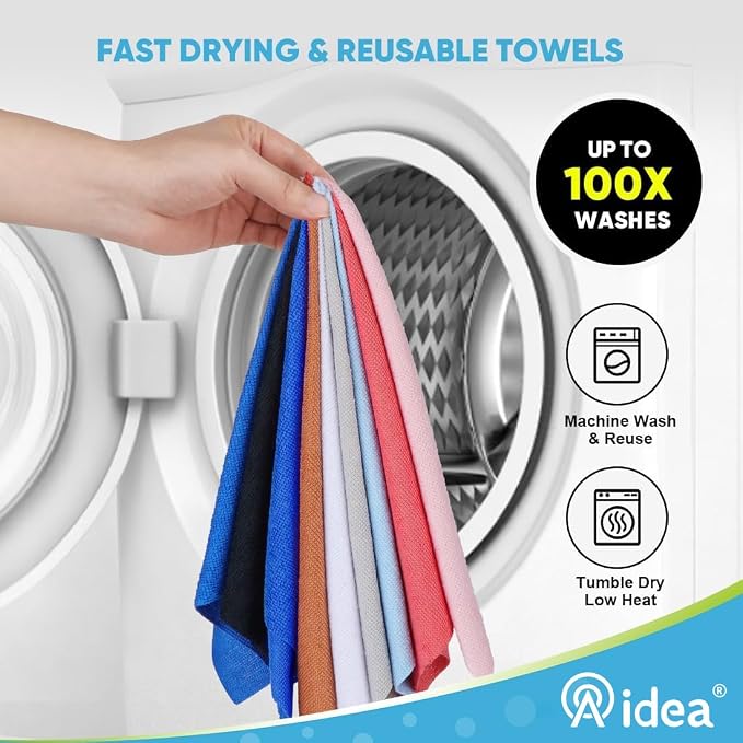 AIDEA Microfiber Cleaning Cloth 330 Sheets 6 Roll, Cleaning Rags 11×9" | Reusable Paper Towels, Microfiber Towels for Cars, Shop Rags for Automotive, House, Kitchen, Cleaning Supplies, Dark Blue