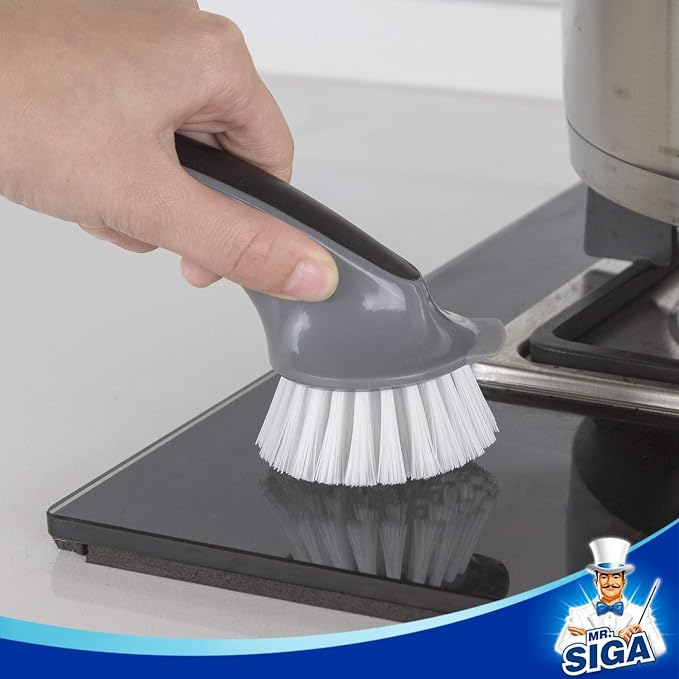 MR.SIGA Pot and Pan Cleaning Brush, Dish Brush for Kitchen, Gray, Pack of 2