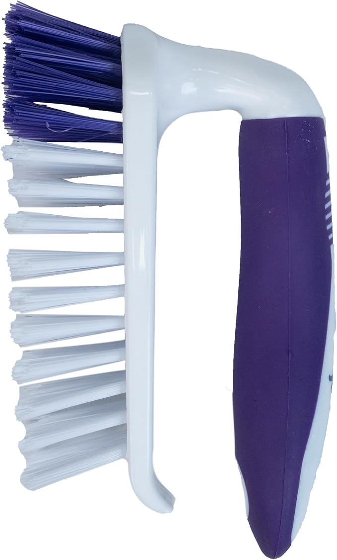 Fabuloso Compact Scrub Brush with Handle, White and Purple, 5.5 Inch