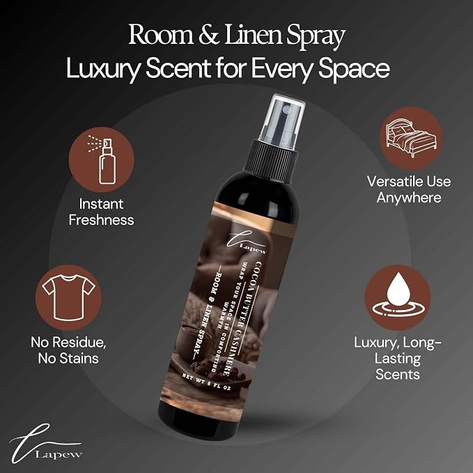Lapew Room & Linen Spray | Fragrance Mist for Home, Car & Office | Fabric & Air Freshener | Neutralizing Mist | Made in USA | Cocoa Butter Cashmere