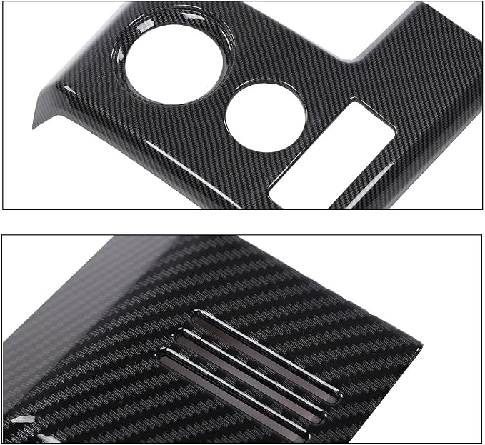 CHEDA Center Console Dashboard Panel Cover Trim Bezels Compatible with Ford F150 2009-2014 Polished Black Carbon Fiber