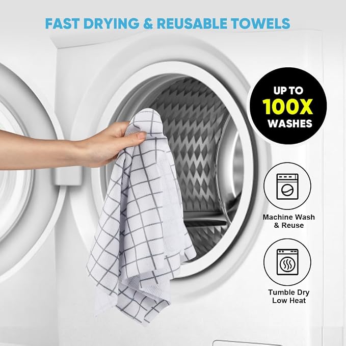 AIDEA Microfiber Cleaning Cloth Roll-50PK, Reusable Paper Towels 11.5×11.5" | Microfiber Kitchen Towels, Microfiber Towels Tear Away Cloth, Lint Free Rags for House, Window, Cleaning Supplies