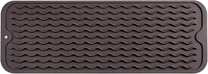 MicoYang Silicone Dish Drying Mat for Multiple Usage,Easy clean,Eco-friendly,Heat-resistant Silicone Mat for Kitchen Counter,Sink,Bar,Bottle,or Cup Coffee M 17 inches x 6 inches