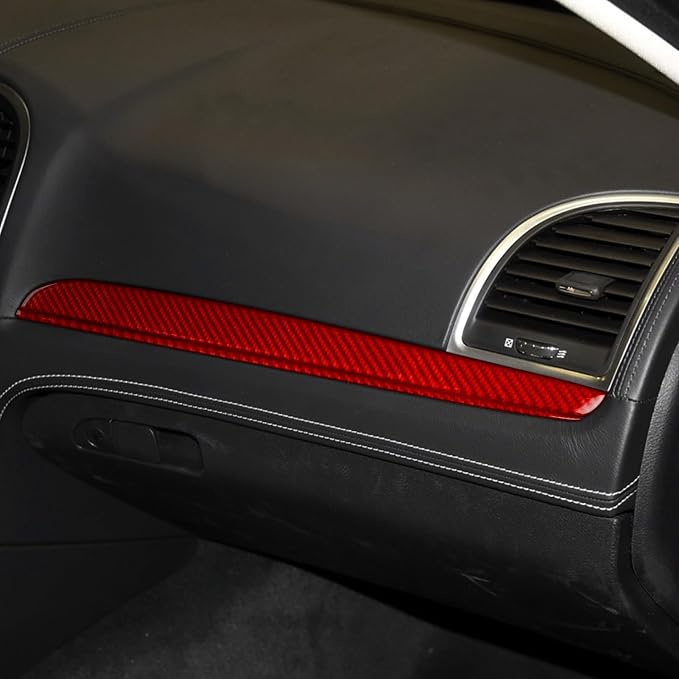 Car Dashboard Panel Trim Stickers Fit for Chrysler 300 2011-2023 | for Chrysler 300 / 300C / 300S / Limited/Touring/Base 2011-2023|Red Real Carbon Fiber|Accessories|Thick Overlay|Anti-scratch