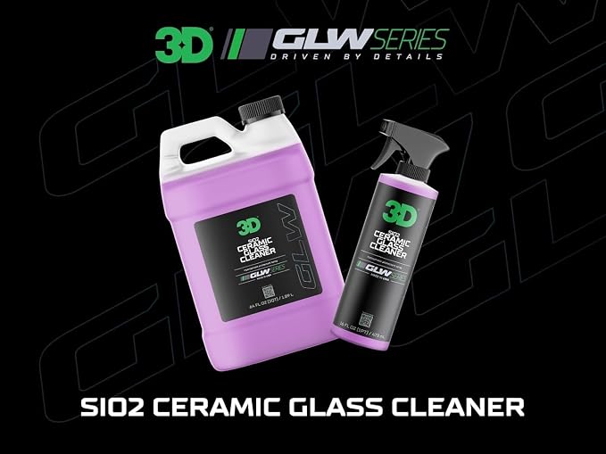 3D SiO2 Ceramic Glass Cleaner 1 Gallon – Hydrophobic Car Glass Cleaner with Rain Repellency – Optical-Grade Clarity, Streak-Free Shine & Ceramic Protection – Auto Detailing Spray – Made in USA