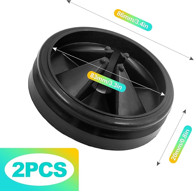 2 Pack 3 3/8 Inch Garbage Disposal Splash Guard & Stopper Set, Drain Cover & Strainer, Easy Install Replacement Parts for Kitchen Sinks, Essential Home Kitchen Accessory, Black