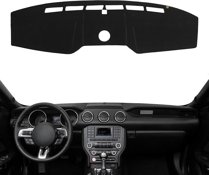 Dashboard Cover Dash Mat Fit for Fo-rd Mustang 2023-2015 (Not Fit Mustang Mach-E),Car Dash Board Mat Anti-Glare Carpet,Non-Slip Pad Sunshield Protector (Black)