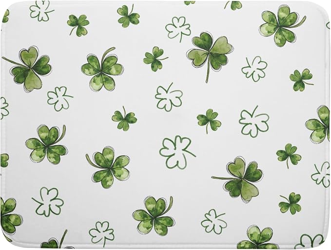 St Patricks Day Dish Drying Mat for Kitchen Counter Cute Shamrocks Holiday Microfiber Absorbent Dish Draining Reusable Washable Foldable Extra Large 18"x24"
