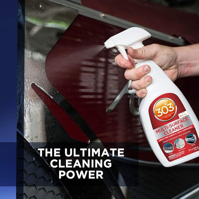 303 Marine Multi-Surface Cleaner for Vinyl & Canvas, 32 oz | Removes dirt, grime, and stains from vinyl, canvas, upholstery, and other marine surfaces.