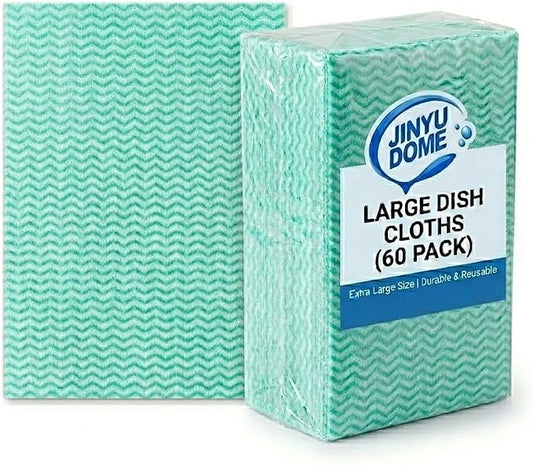 Green Handi Wipes Disposable Dish Cloths Heavy Duty Kitchen Towels Reusable Cleaning Wipe, 60 Count