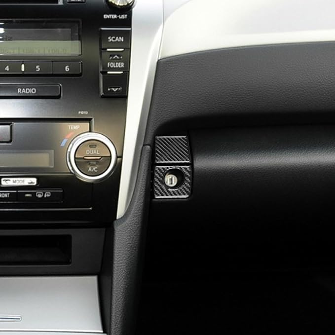 Real Carbon Fiber Trim for Toyota Camry Accessories | for 2012 2013 2014 Co-Pilot Storage Box Stitch Frame Sticker Interior Thick Overlay Decal