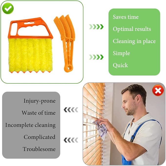 DXNQ 4 PCS Blind Cleaner Duster Tool, Window Venetian Hand-held 7 Finger Dusting Cleaner Brush, Blinds Cleaning Brush Tool for Window Shutters Air Conditioner, Car Accessories