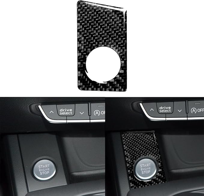 Real Carbon Fiber Trim for Audi Accessories | for B9 A4 S4 A5 S5 2020-2025 / RS5 2021-2025 Engine Push Start Stop Button Panel Interior Thick Overlay Decal