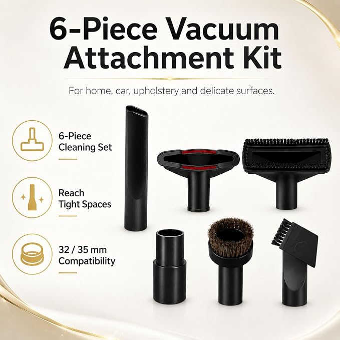 6 Pcs Vacuum Attachment Kit for Shark LA360 Navigator Lift Away ADV | 32/35mm Adapter | Universal Vacuum Cleaner Accessories | Long Crevice Tool | Horsehair Brush | Upholstery | Home Car Pet Hair