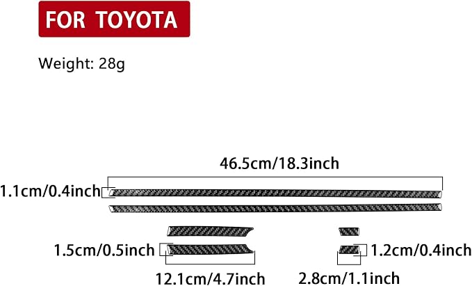 Real Carbon Fiber Trim for Toyota Camry Accessories | for 2012 2013 2014 Front Door Inner Decoration Panel Strip Sticker Interior Thick Overlay Decal 6PCs