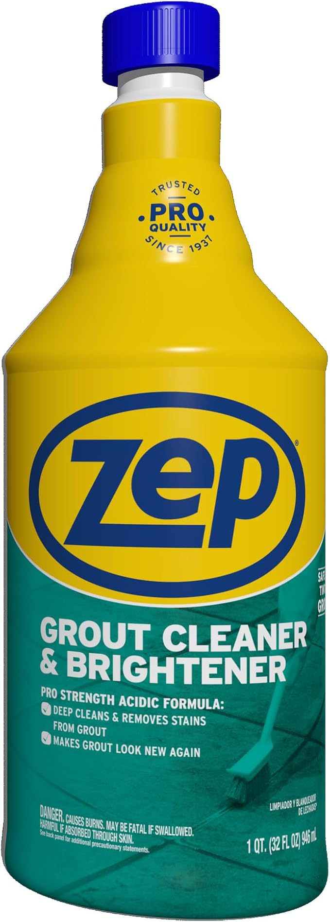 Zep Grout Cleaner and Brightener - 32 Ounce (1 Bottle) - ZU104632 - Deep Cleaning Formula Removes Old Stains From Grout (Pack of 12)