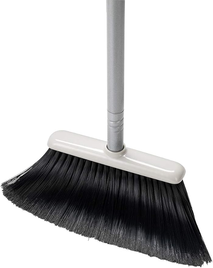 Long Handled Dustpan and Brush, Broom and Dustpan Set, Household Dust pan Combo with 54 Inch Handle for Indoor Outdoor Household Cleaning and Sweeping (Red and White)