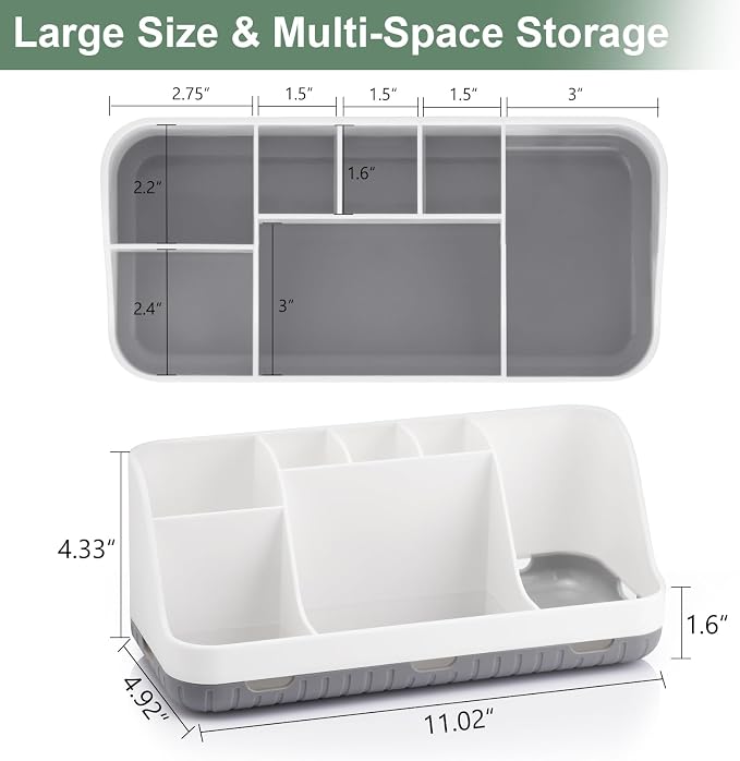 GFWARE Toothbrush Holders for Bathrooms Countertop Organizer - Kids Electric Toothbrush and Toothpaste Holder Detachable 7 Slots Tooth Brush Organization Bathroom Accessories Storage Vanity, White