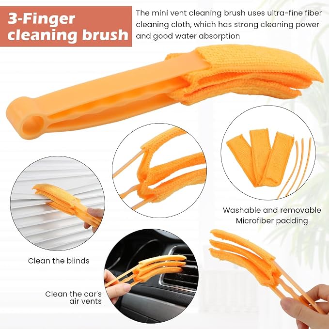 5 Pack Window Blind Cleaner Kit, Washable Microfiber Blind Cleaning Tool with Air Vent Cleaner, Window Track Cleaning Brush, Dust Cleaner for Window Blinds, Air Vents, Tracks & Fans