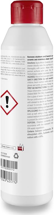 Miele Original Ceramic and Stainless Steel Cleaner, Fine-Crystal Cleaning Product for Removing Grease, Residues and Water Marks, 8.5 fl oz