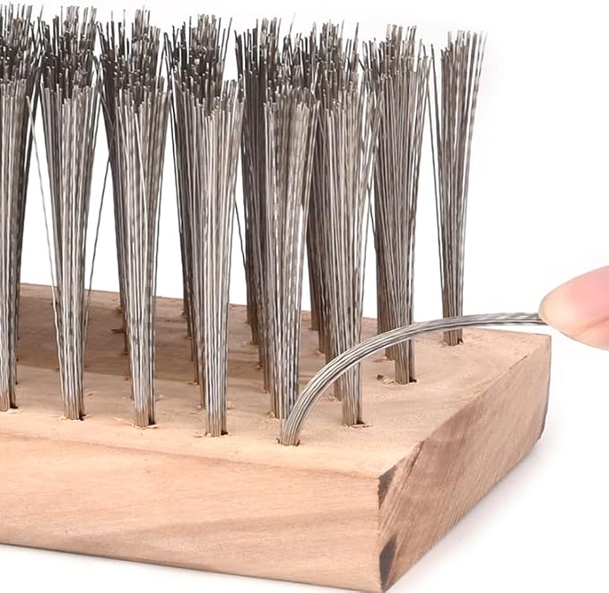 Stainless Steel Wire Scrub Brush for Deck, Concrete, Patio Floor Cleaning, Heavy Duty Bristle Scrubber Broom for Moss Removal(50cm/19.68in)