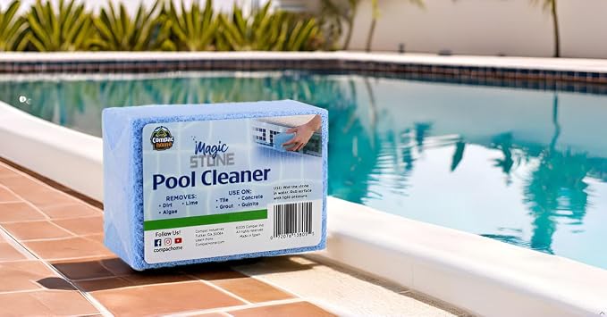 COMPAC HOME Magic Stone Pool Cleaner, Easily Remove Dirt, Lime - Stone made from Recycled Glass for Pool Cleaning (Pack of 2)
