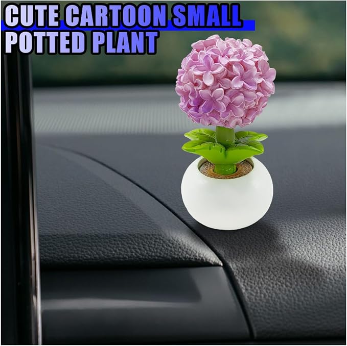 Mini Flower Car Dashboard Decoration - Cute Potted Plant Resin Figurines Car Desk Center Console Decoration - Aesthetic Auto Interior Ornament Accessories Funny Presents for Women (Hydrangea)