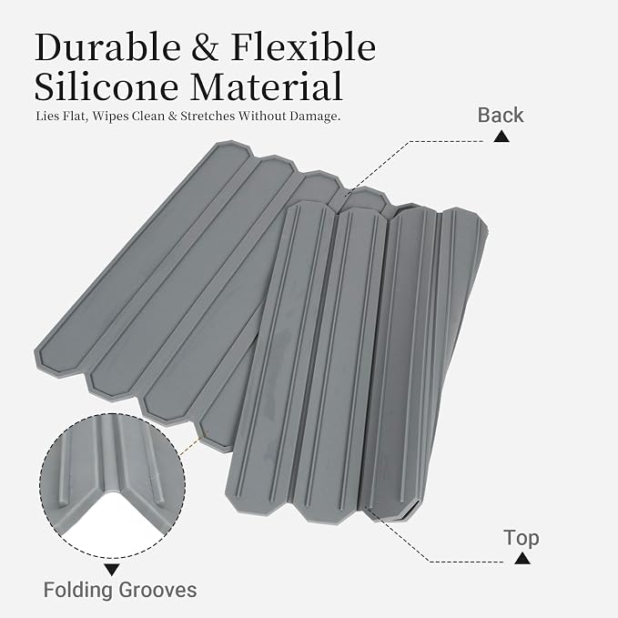 Silicone Dish Drying Mat for Kitchen Countertop - Waycco Large Customizable (Foldable & Trimmable) 23.6"x15.8" Heat Resistant Non-Slip Sink Mat for Dishes Cups & Fruits, Dishwasher Safe, Dark Grey