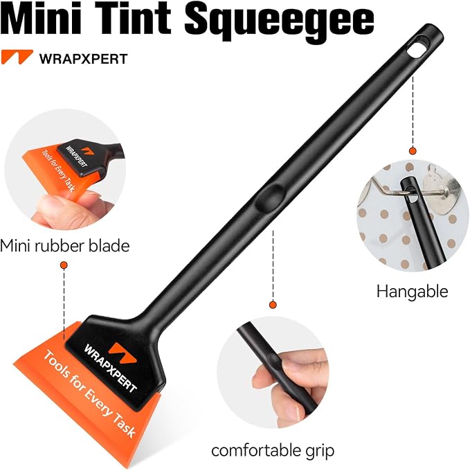 WRAPXPERT Window Tint Tools 2Pack, Small Squeegee 5 inch & Mini Squeegee for Car Window, Rubber Scraper Kit for Front Windows Rear Glass, Auto Car Glass Film Installation