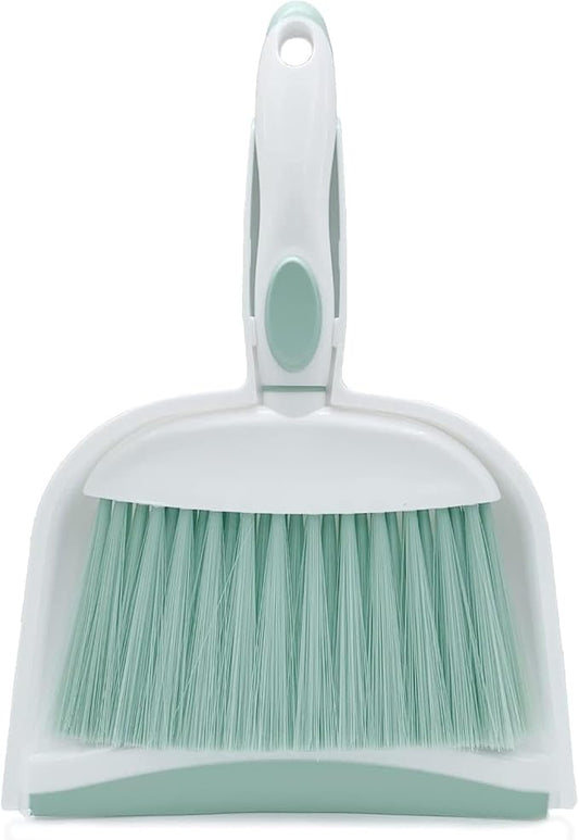 Broom Dustpan Brush Small Dust pan: Small Broom and Dustpan Set Mini Dust pan and Brush Set for Desk, Home, Camping Tent (Light Green)