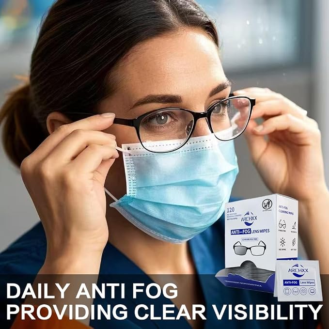 ARCHXX Anti Fog Wipes for Glasses, 240 Count,Pre-Moistened Cleaning Wipes, Lens Cleaner Wipe for Eyeglasses,Sunglasses,Goggles,Screen,Phone,Individually Wrapped Eye Glasses Cleaner
