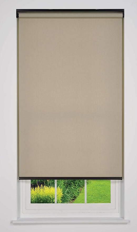 Customizable Cordless Light Filtering Sierra Collection Roller Shade, Taupe 24" to 29" W X 66" H (Arrives 1/4" Narrower)