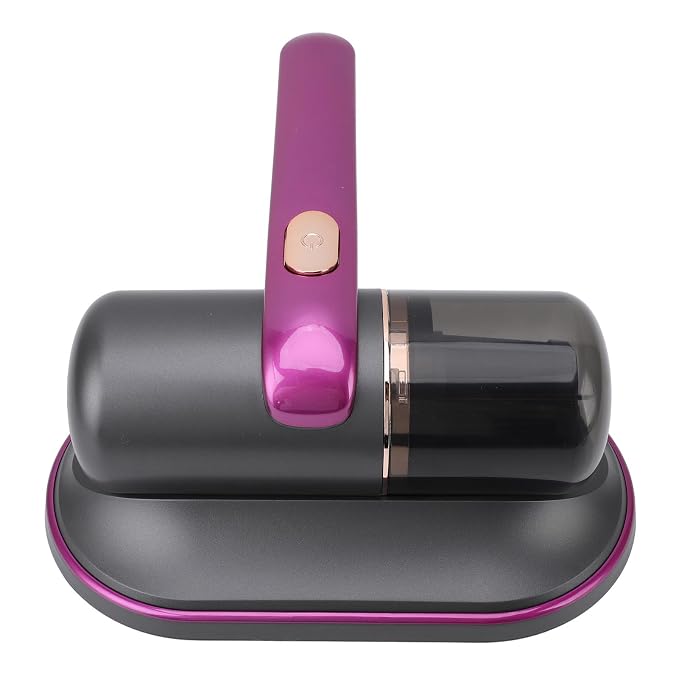 Ymiko Mattress Vacuum Cleaner, Handheld, Purple, 2 Speeds, HEPA Filter, Dual Pulsating Pads, 185ml Dust Cup, Cordless, Portable, For Mattress, Sofa, Bed, Pillow, Carpet