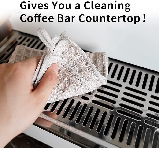 watchget Barista Microfiber Cloths 4 Pack (12"x12") | Professional Cleaning Towels for Espresso Machines, Steam Wands & Countertops Essential Coffee Bar Accessories