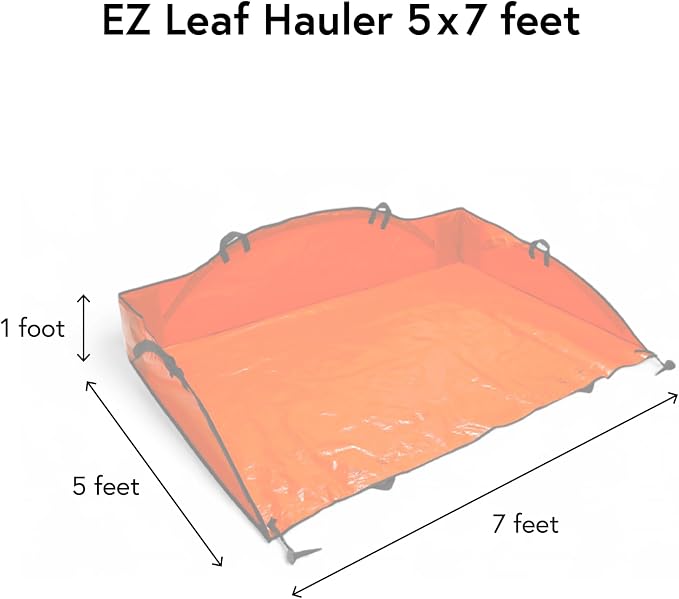 Leaf Tarp for Fast Yard Cleanup –Leaf Collection Tarp with 6 Handles & Ground Stakes – Lawn Leaf Bag for Raking, Garden Debris & Yard Waste Removal, Wind Proof, 5’ x 7’ Large Capacity