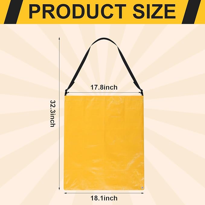 Faccito 1 Pack Litter Bag with Shoulder Strap Trash Pickup Bag Holder Lawn Leaf Chute Vinyl 4.45 Cubic Feet No Bending Portable Trash Picker Grabber for Patio Yard Garden (Yellow)