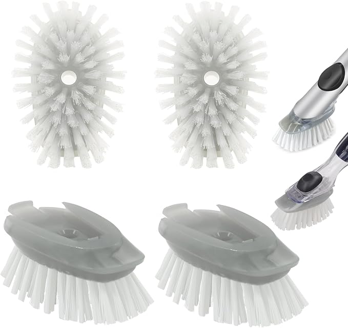 4 Pack Dish Brush Refills, Dish Brush Replacement Head for OXO Steel Soap Dispensing Dish Brush