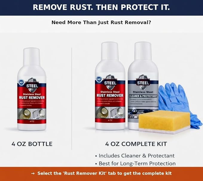 CLEAN MY STEEL Stainless Steel Rust Remover Cream (4 Fl oz) | NSF certified rust remover cream. Safe for home appliances and grills.