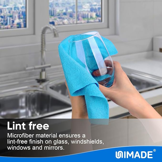 UNIMADE Microfiber Cleaning Cloth, 50PK Reusable Shop Rags Bulk Microfiber Cleaning Cloth Lint Free Cleaning Towels for Car Kitchen Automotive Bar Mechanic Restaurant Garage, 11.5"x11.5", Multicolor