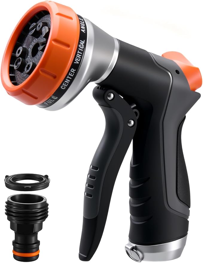 Garden Hose Nozzles,Water Hose Spray Nozzle with Water Volume Control Valve | High Pressure Water Hose Nozzle Sprayer with Adjustable 10 Patterns for Plants & Lawns Watering,Car Washing and Pet Showering