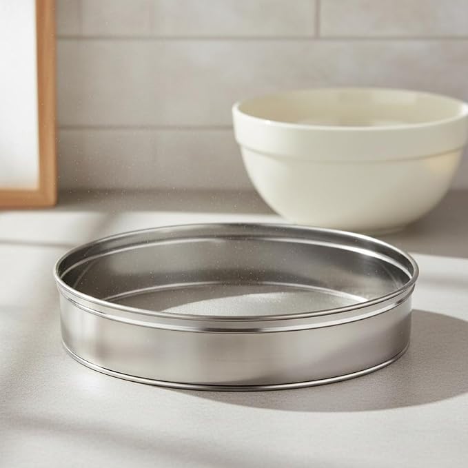 Flour Sieve Stainless Steel Mesh Sifter Round Strainer Colander Fine Filtering Achieves Smooth Mixtures Suitable for cake making pastry prep icing sugar everyday, 15cm