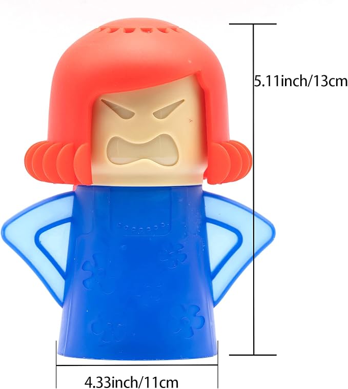 Angry Mum Microwave Oven Cleaner for Kitchen Office, Microwave Cleaner Angry Mom Steamer Cleaning with Vinegar and Water, Chemical Free, Steams From Head (Blue)