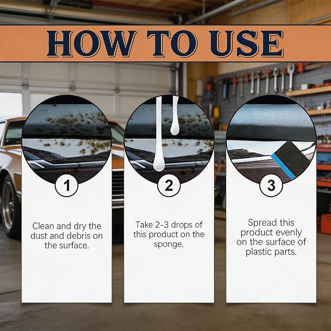 Auto Plastic Black Lotion, 2026 Upgrade Plastic Care for Car Interior, Auto Plastic Black Lotion, Can Restore The Luster of Faded Plastics and Rubbers (3PC)